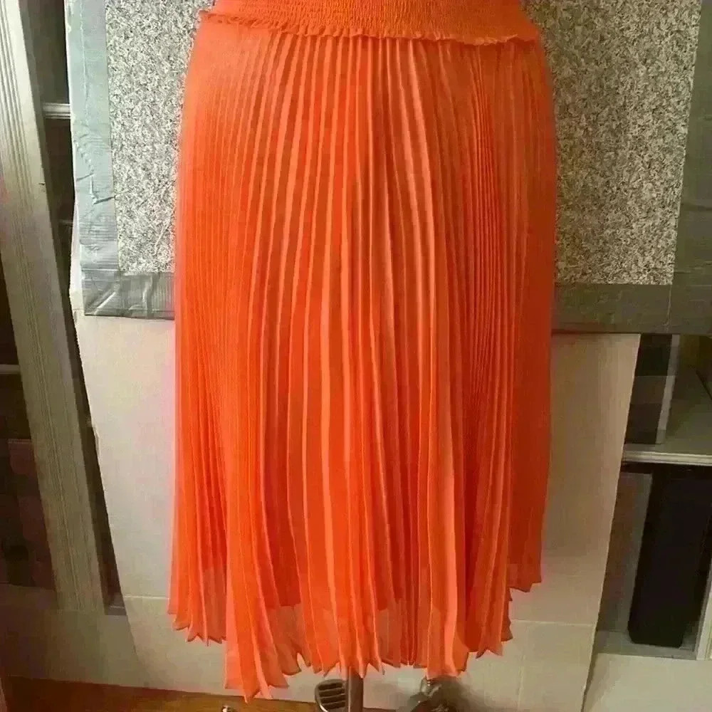 NWT Nanette Lepore pleated sleeveless dress vivid coral size 10 - Picture 8 of 12